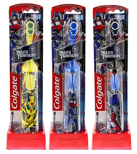 Colgate Kids Power Toothbrush, Transformers, Yellow, Black and Blue - Optimus Prime & Bumble Bee (3 Pack (Fixed Color)