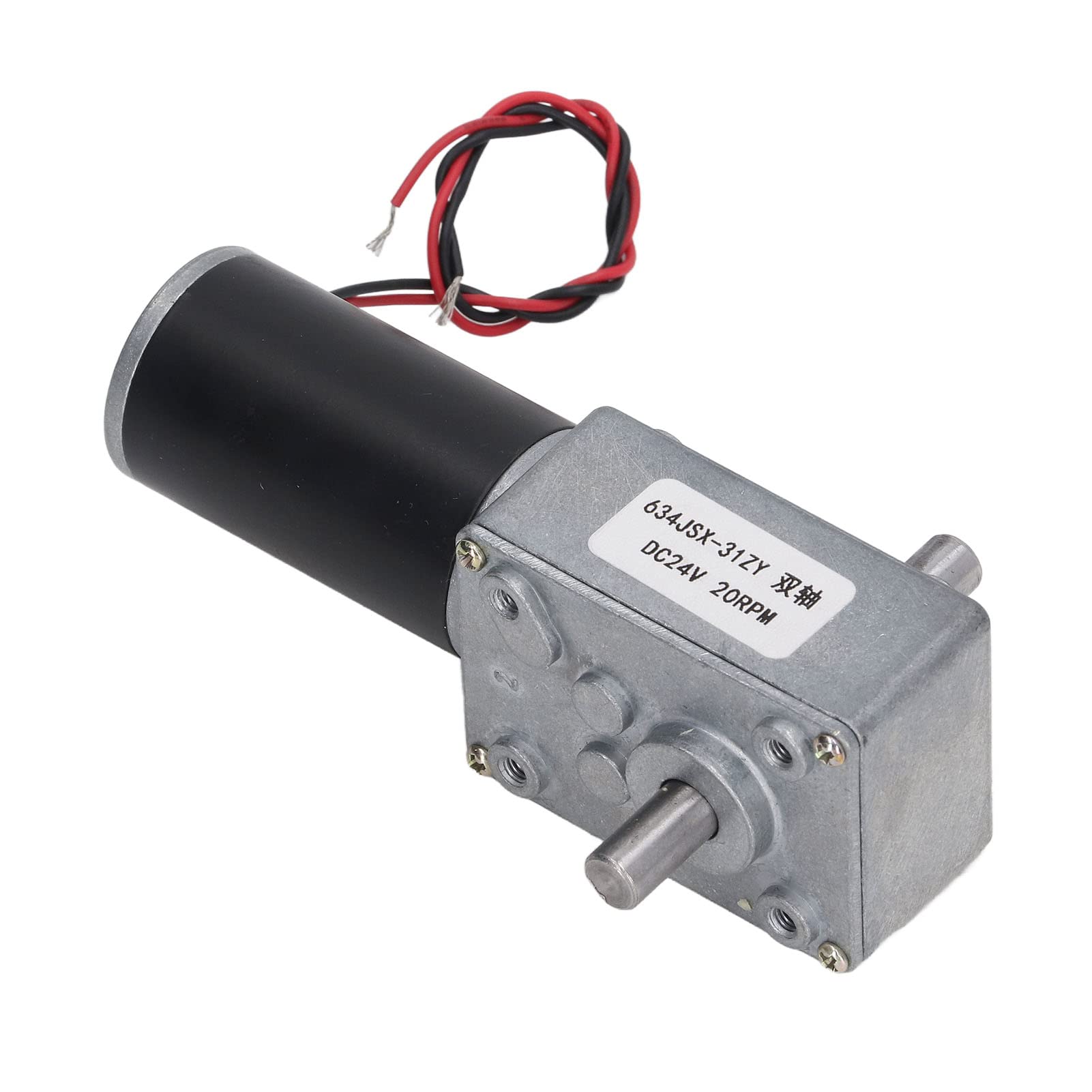 Motoriduttore, Motoriduttore DC 24V Riduzione della velocità Motoriduttore a Vite Senza Fine Reversibile a Doppio Albero Autobloccante, Controlli (20 giri/min)