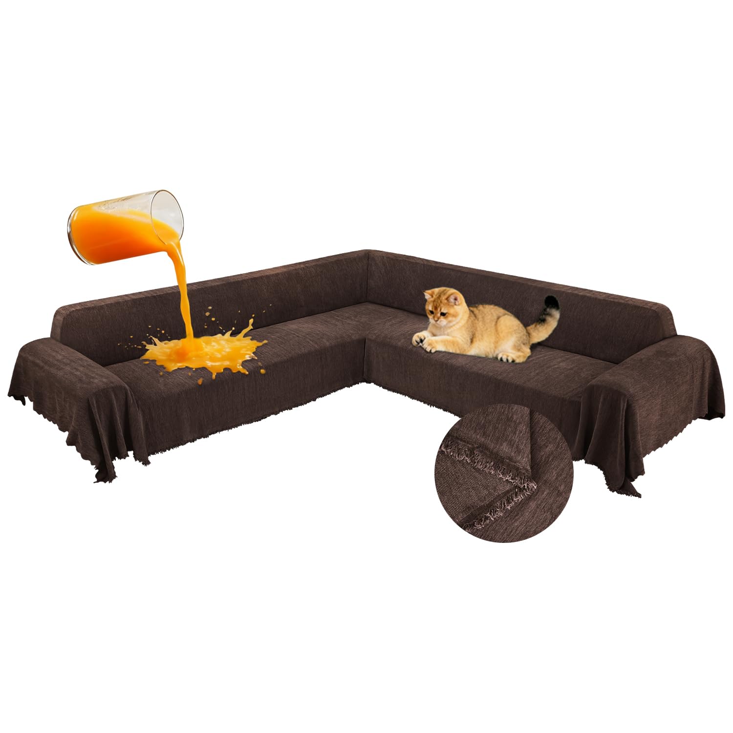 ROFASVCO Chenille Waterproof Chocolate
