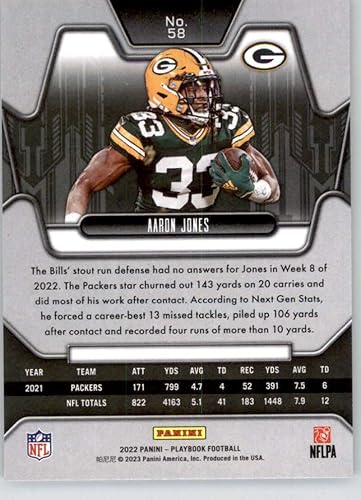 Miniatura 2 de 2022 Panini Playbook #58 Aaron Jones Green Bay Packers Official NFL Football Card in Raw (NM or Better) Condition