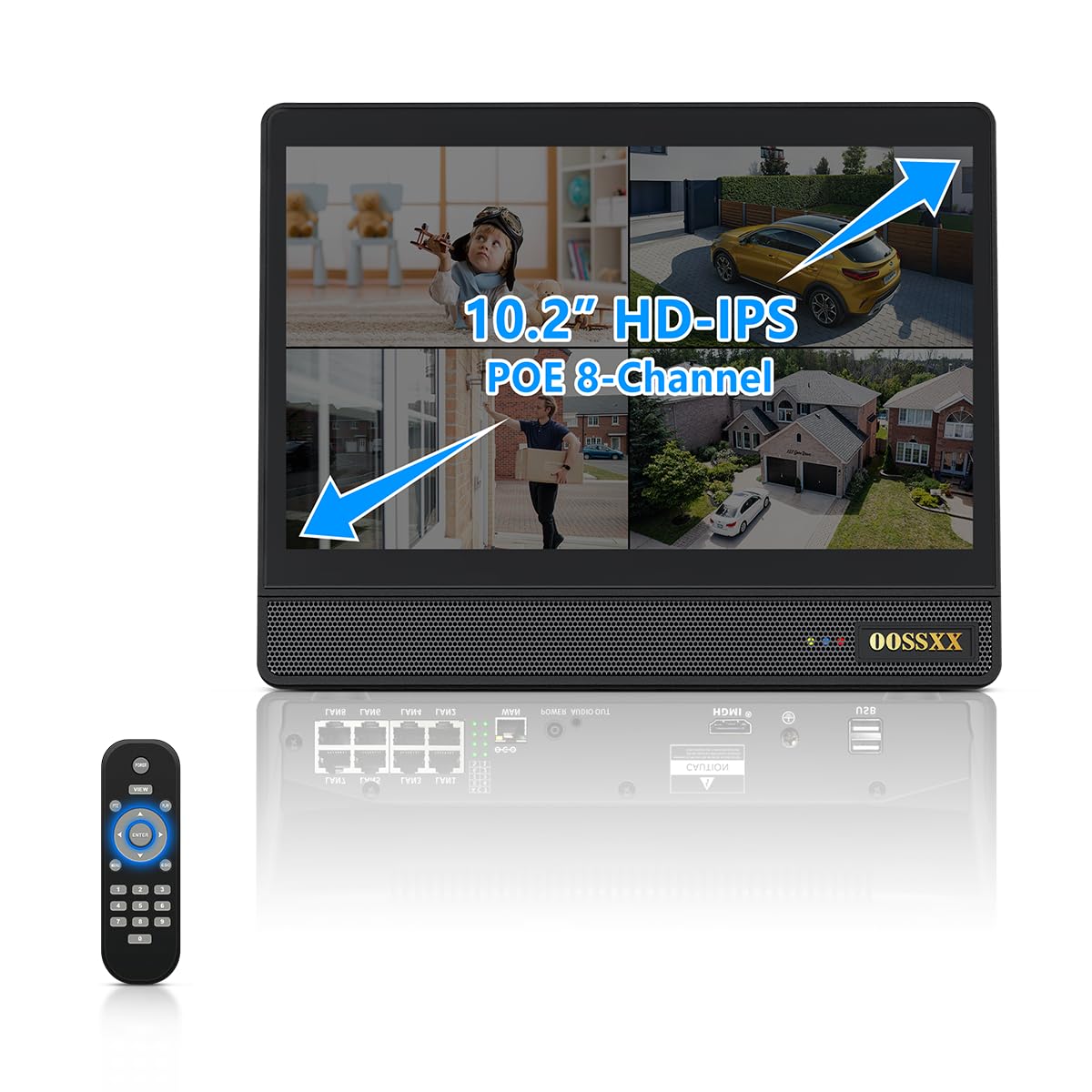 OOSSXX Videoregistratore di rete NVR POE NVR a 8 canali 8.0/4K Megapixel, supporta fino a 8 telecamere IP da 8 MP/4K, disco rigido da massimo 6 TB (HDD non incluso)