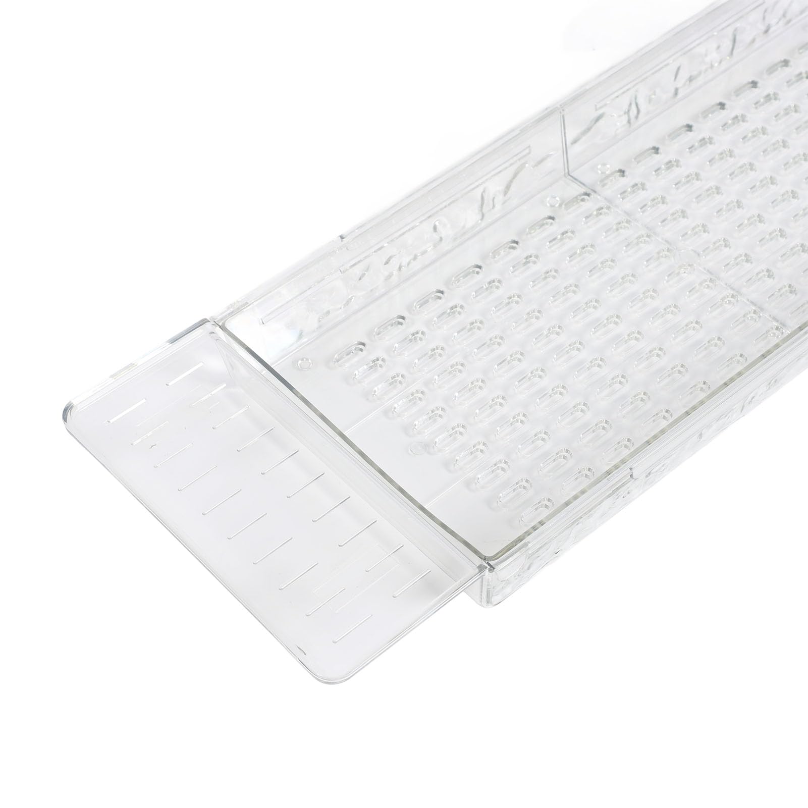 Bandeja de Bañera Retráctil Multifuncional con Diseño Elegante para Almacenamiento Organizado en el Baño, PET de Alta Transparencia, 1 Unidad (Transparente)
