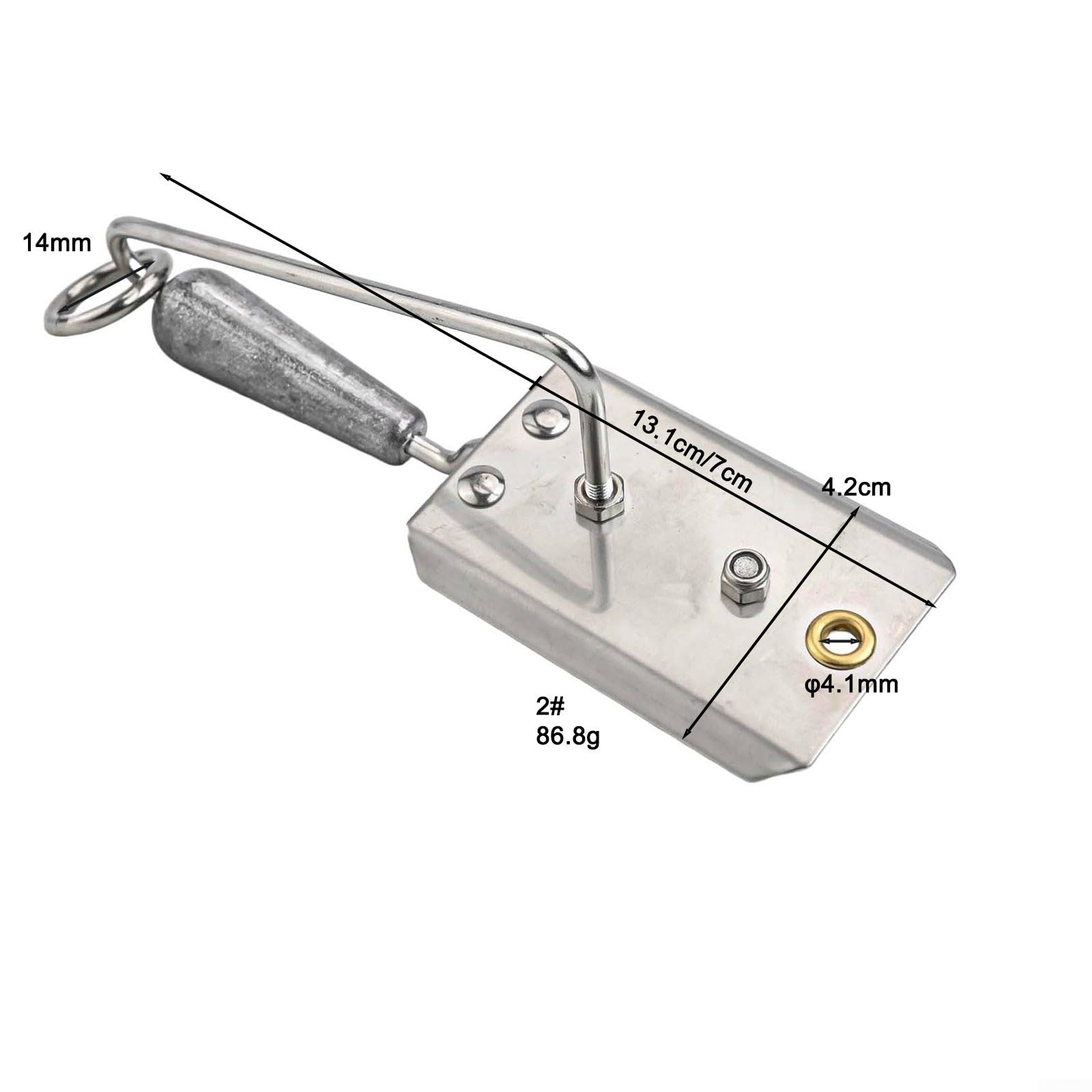 Tabla de buceo para pesca y curricán, placa de buceo artificial de acero inoxidable, control de profundidad ajustable, ligero, portátil, plateado (2# 13 cm/86,8 g)