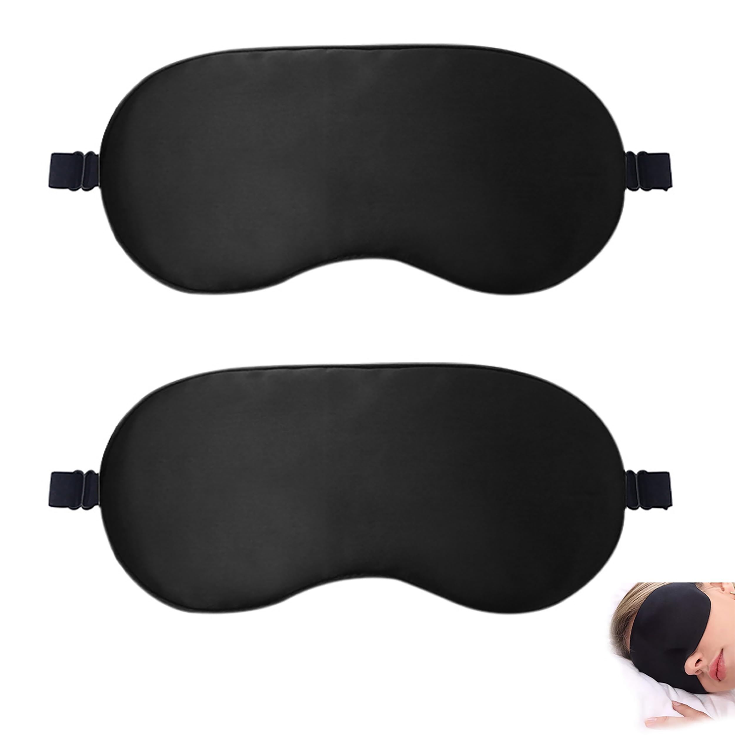 2 Pack Sleep Mask,Silk Eye Mask with Adjustable Strap, Soft Eye Eye Sleep Shade Cover, 100...
