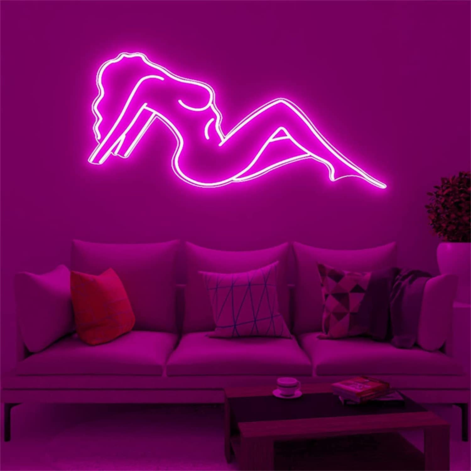 Neon Night Light,Neon Sexy Woman Sign,Woman Neon Sign,Neon Sign for Wall Decor,for Home Bedroom Pub Bar Party Decoration (pink)