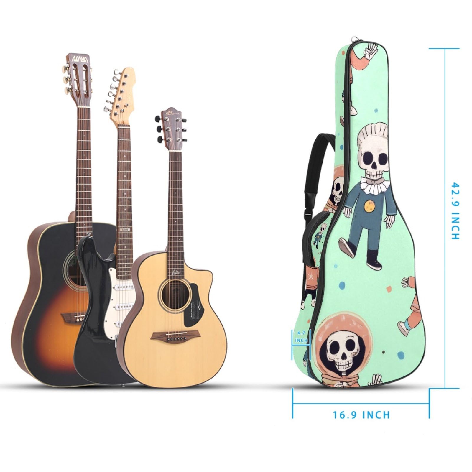 43 Zoll Akustikgitarre Softcase mit Rucksackgurt und 2 Taschen Navy Hut Ente, keine Polsterung Rucksack Wasserdicht Oxford Tuch Bassgitarre Gigbag für Konzertgitarre, Mehrfarbig 6