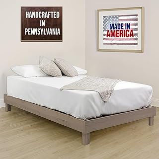 Solid Hardwood Platform Bed Frame with Slats, Quality Crafted in Pennsylvania, USA from Poplar by Mennonite Artisans, No Box Spring Needed, Easy Assembly