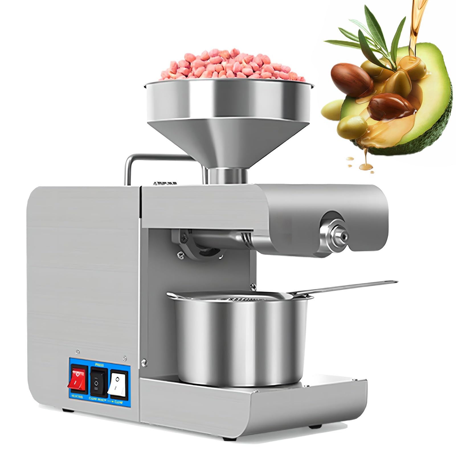 Macchina automatica della pressa dell'olio, estrattore di olio freddo e caldo con funzione di riscaldamento, 4-6kg/h, per l'estrazione di arachidi, sesamo, noci, mandorle, olio di semi di girasole