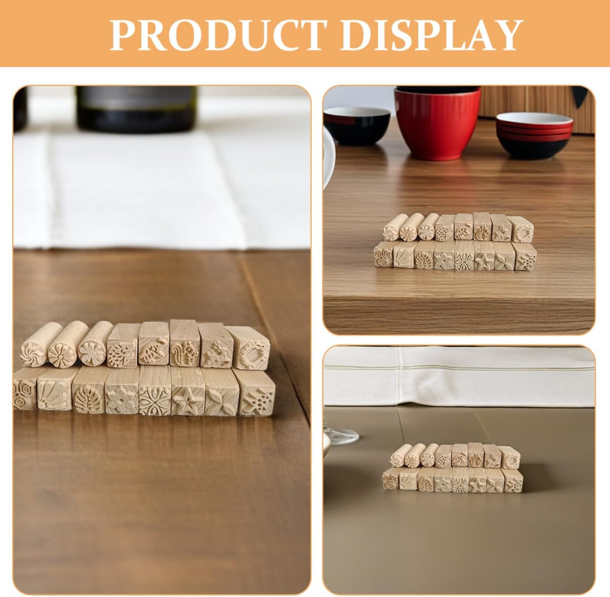 Tofficu 16pcs Wooden Cake Stamps Set for Baking Mooncake Making Festive Diy for Bakers