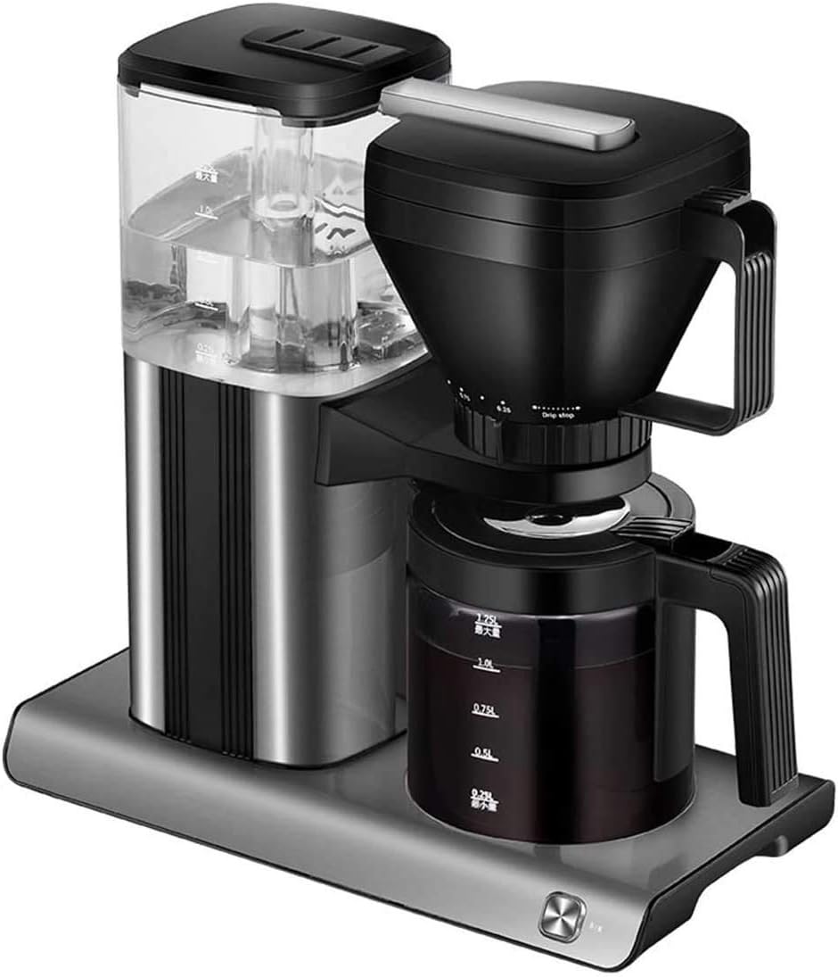 10 Cup Drip Filter Coffee Maker, Coffee Filter and Glass Carafe, Small Drip Coffee Machines with Decoration for Home, Travel & Office, Black