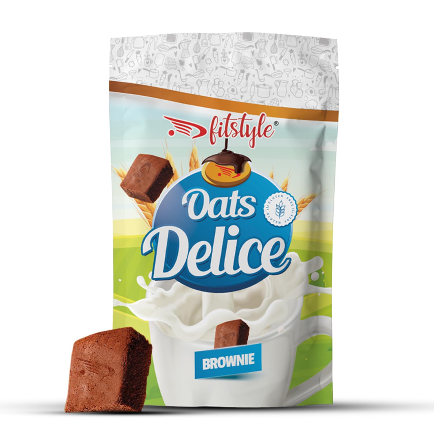 Harina de avena Integral SIN GLUTEN 500g sabor BROWNIE| Para recetas | Sin azúcar añadido y fuente de fibra | Mantiene el sabor