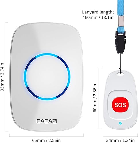 Miniatura 3 de Buscapersonas de cuidadores botón de llamada inalámbrico para pacientes ancianos personal en el hogar sistema de alerta de vida para personas