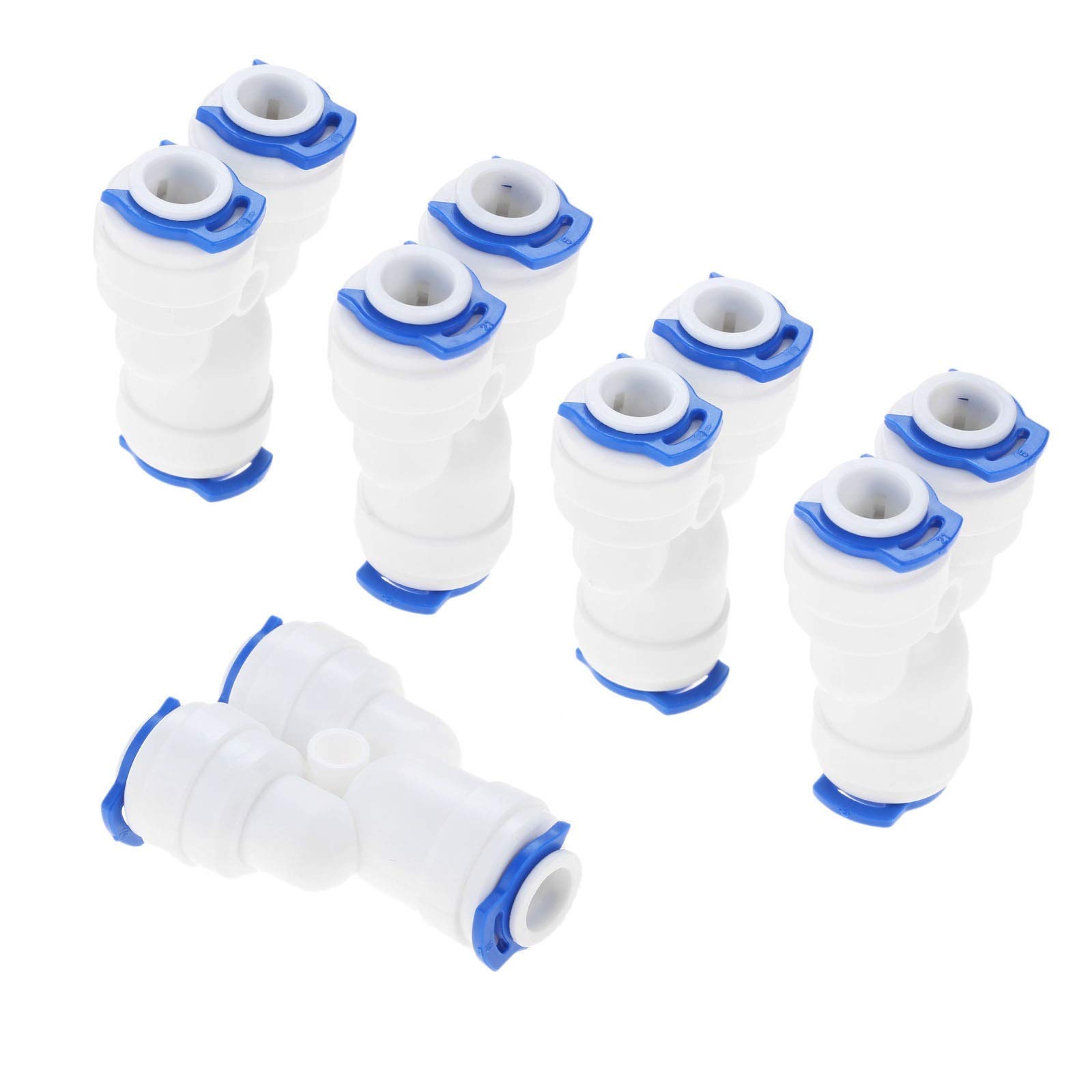 Conexión rápida for Manguera de jardín, 5 Piezas, 1/4 ", 6,35 mm, Tubo Agua, Conector Acoplamiento plástico, ósmosis inversa 3 vías