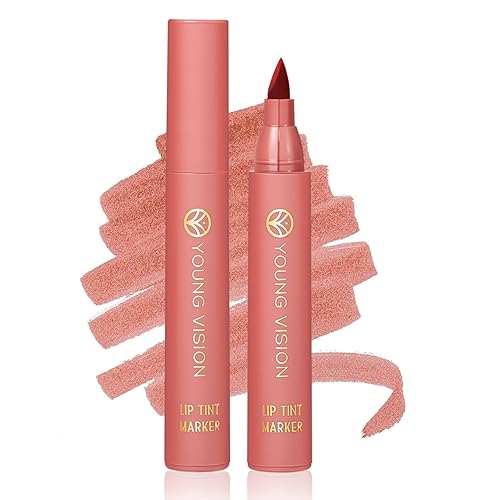 YOUNG VISION Marcador de tinte de labios, tinte de labios ligero, lápiz labial líquido con tonos mate nude, delineador de labios y barra 2 en 1, de