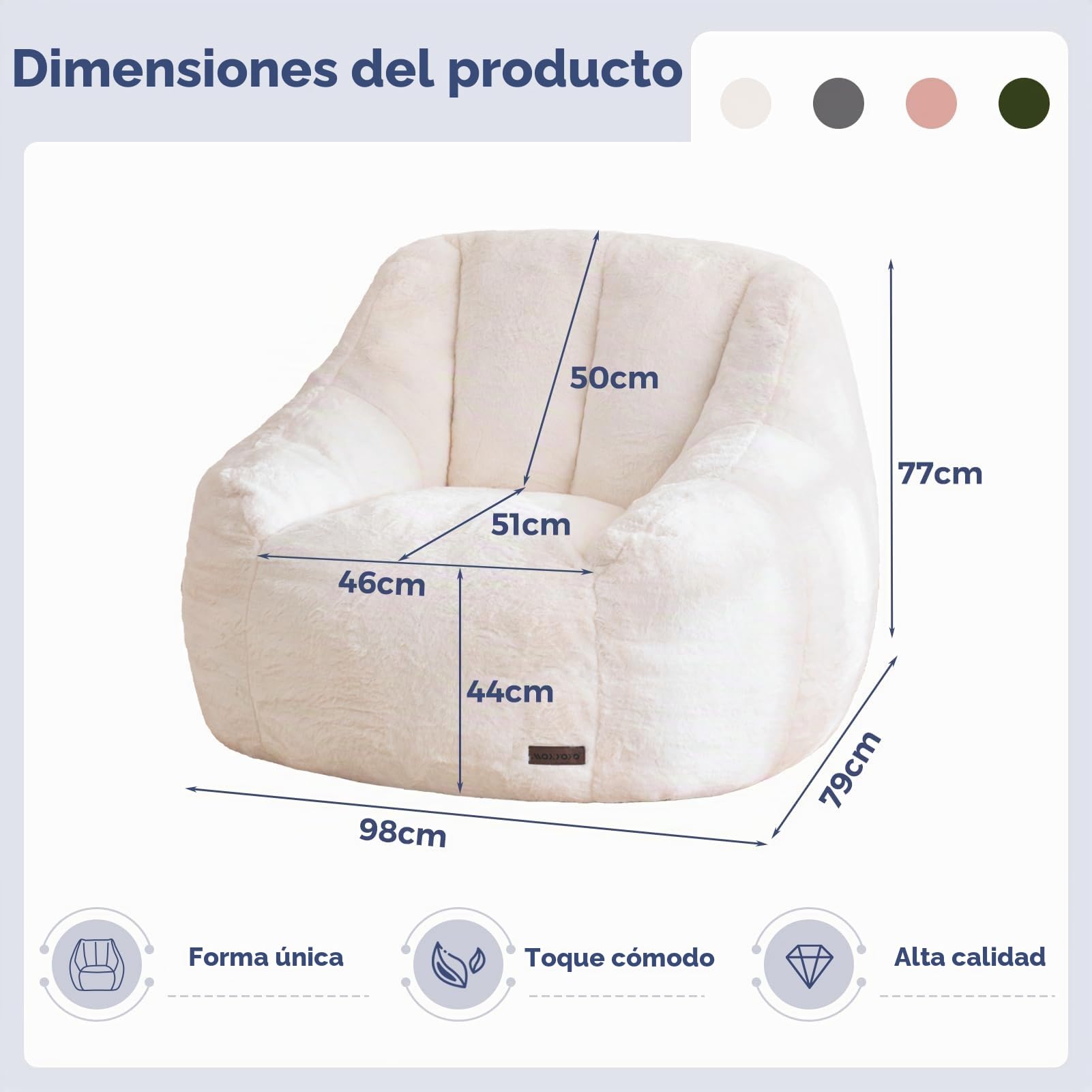 MAXYOYO Sillón Puff para Adultos o Niños, Suave Suelo de Piel Sintética Individual con Relleno, Cómodo Sofá Puff con Respaldo, Sillón Decorativo para Sala y Dormitorio