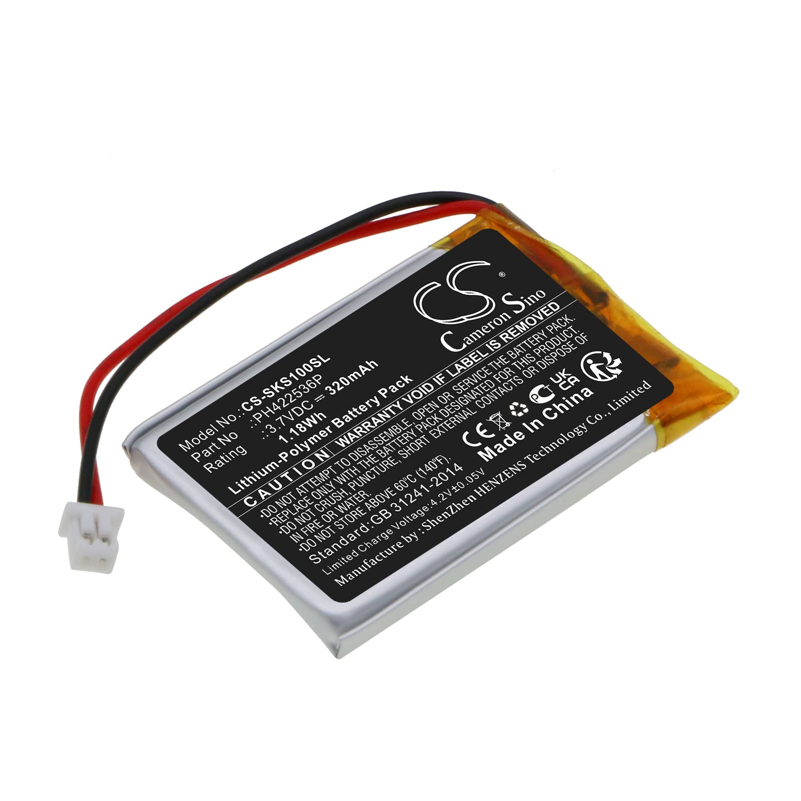 TechtekBattery 320mAh compatible with [Skybell] SBHD10, Slim Line Mounting Bracket, Trim Plus replaces PH422536P