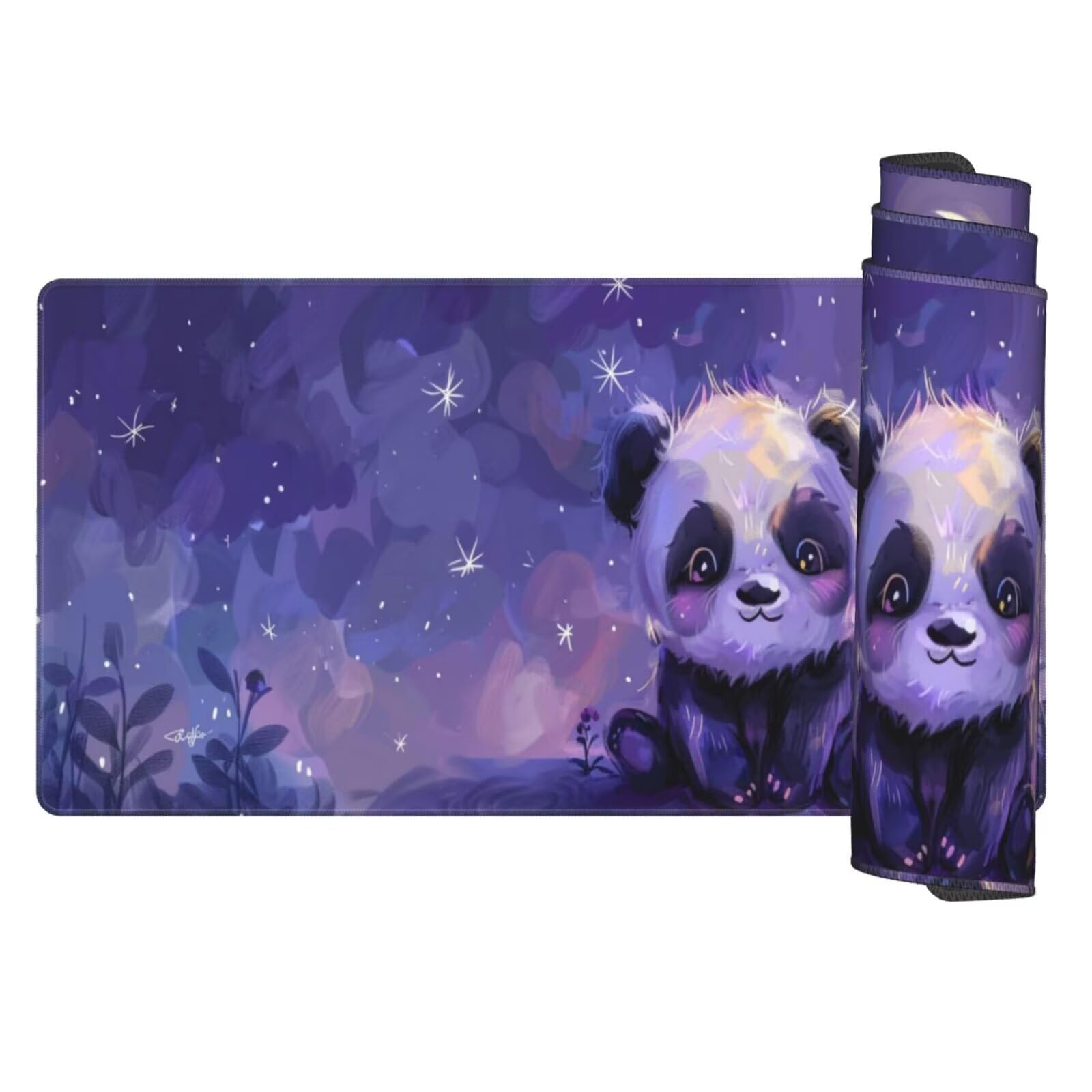 Tappetino Mouse Carino Panda gigante tappetino mouse xxl gaming 1200x600x3mm Grande Tappetino per mouse waterproof，superficie prova di versamento e base antiscivolo，casa Ufficio scrivania Decor H51