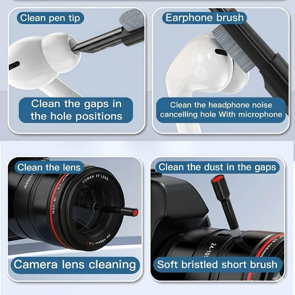 Kit di pulizia di precisione 22 in 1, strumenti professionali per la pulizia di dispositivi elettronici per telefono, cuffie AirPods, tastiere, fotocamere, laptop e altro (nero)