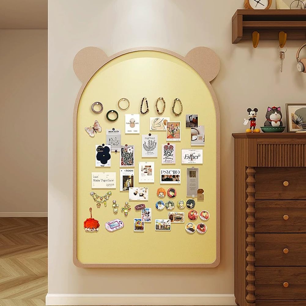 Bacheca in feltro a forma di orsetto, bacheca autoadesiva da parete con puntine, bacheca in feltro per foto, promemoria, bacheca in sughero alternativa (marrone, 120 x 60 cm)