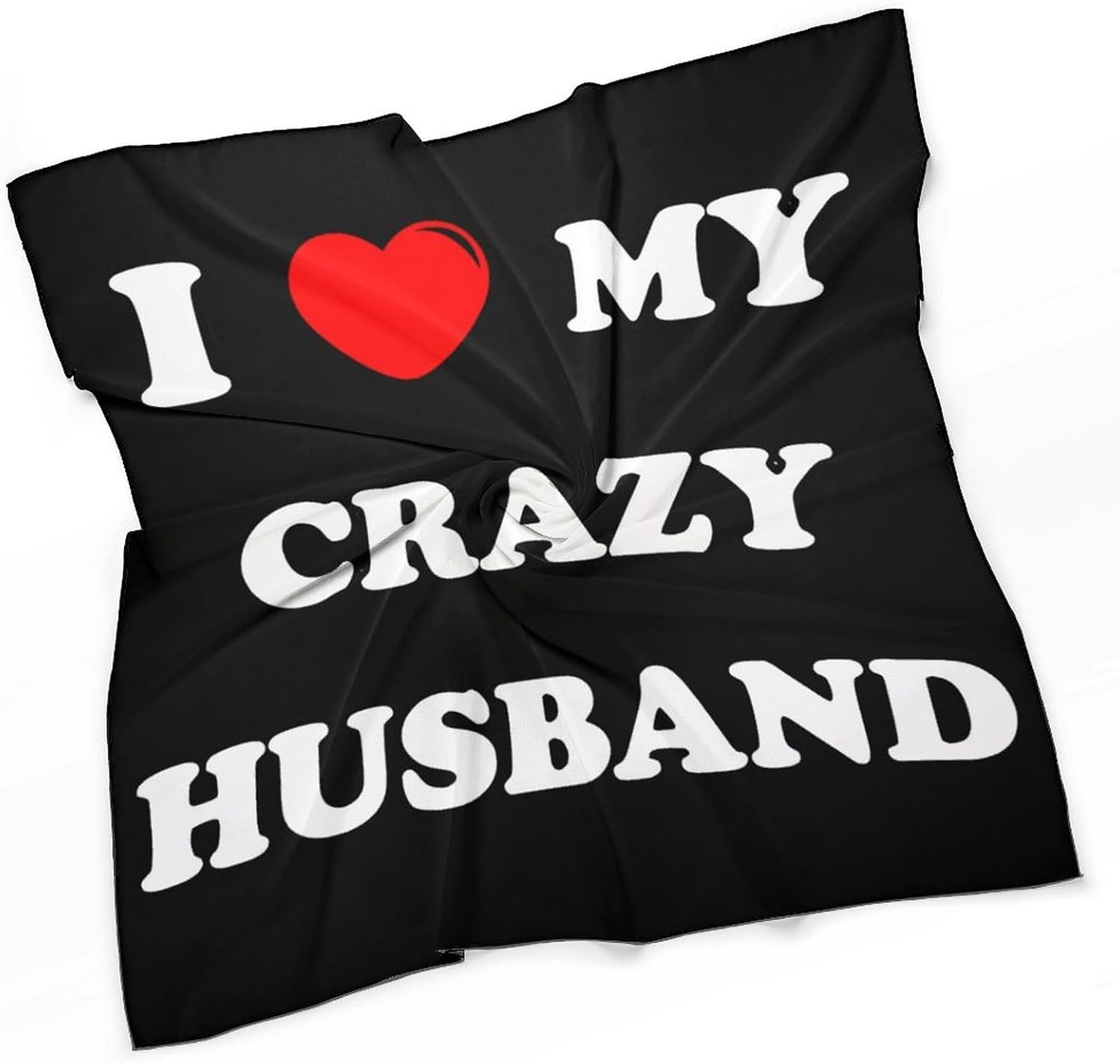 I Love My Crazy Husband Like Silk Bandanas Womens Head Scarf 27 Inch Hair Scarves Funny Printed