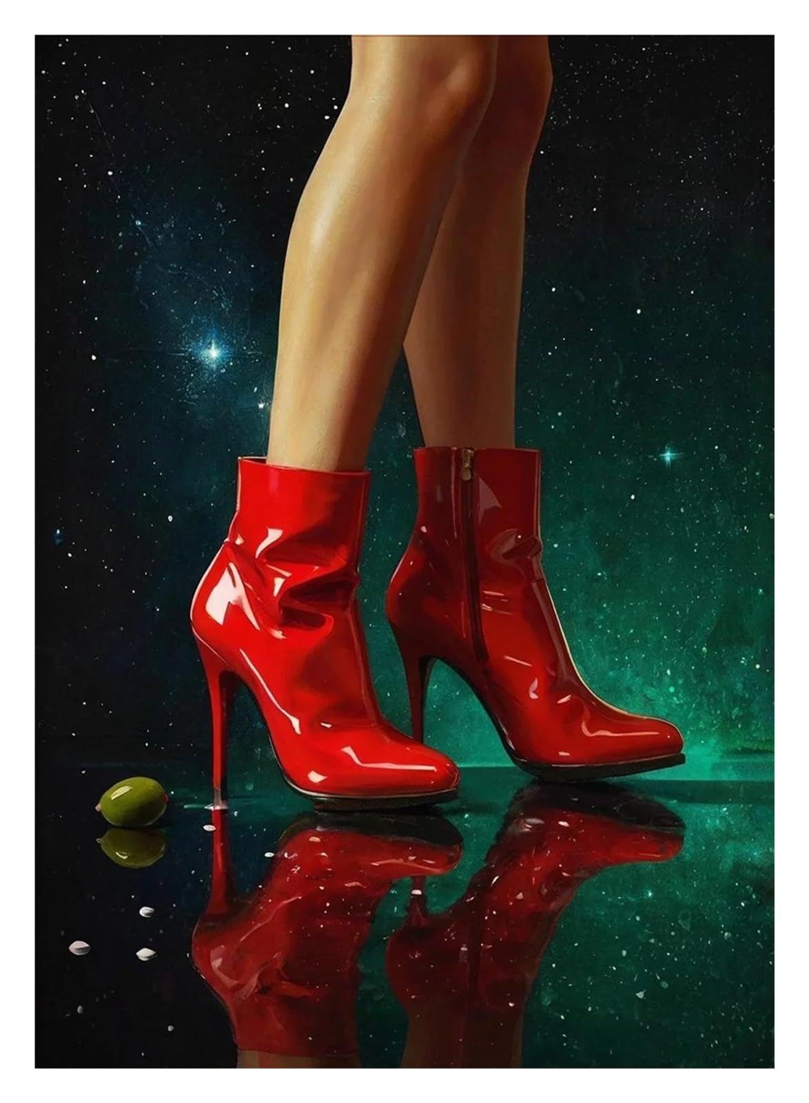 Affiche femme bottes rouges décoration intérieure magazine rétro toile