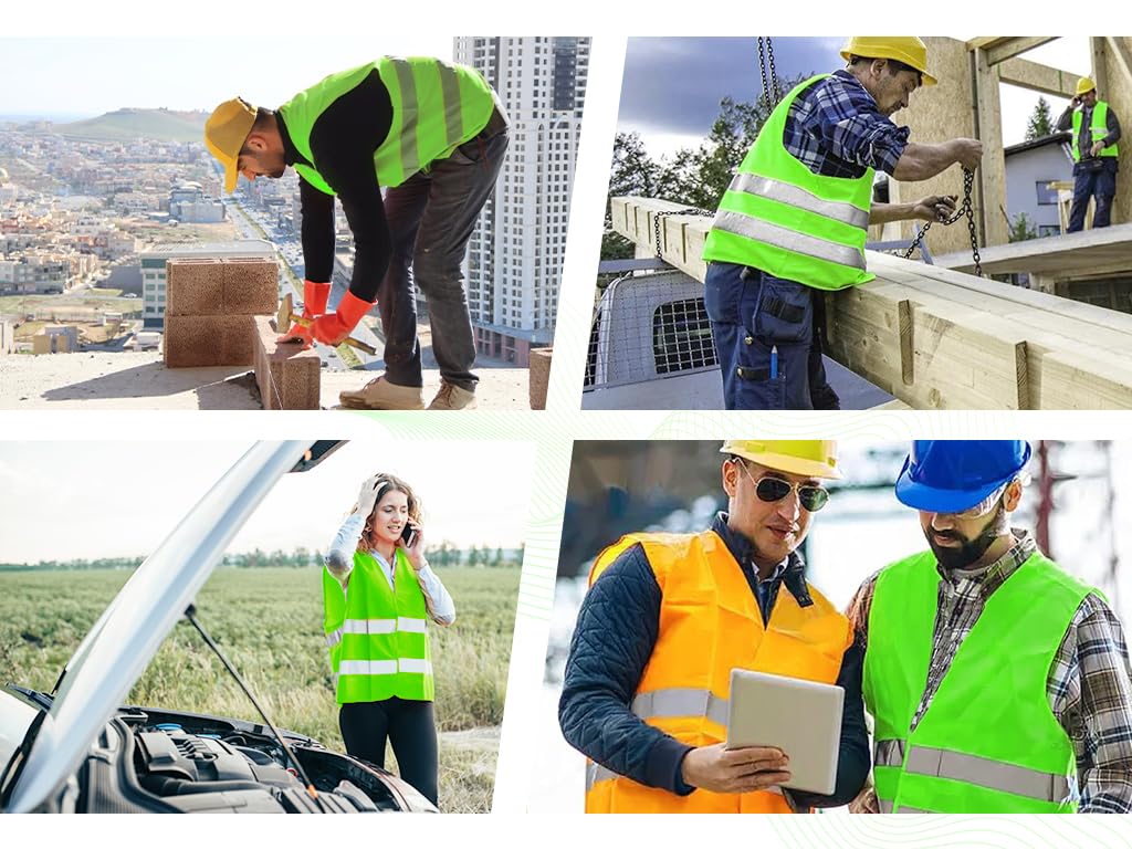 10PCS Gilet de Sécurité, Gilet de Sécurité Réfléchissant, Gilet de Sécurité Haute Visibilité, Gilet Réfléchissant,Gilet Réfléchissant de Voiture, pour Conducteurs Travailleurs Unisexe (Vert)
