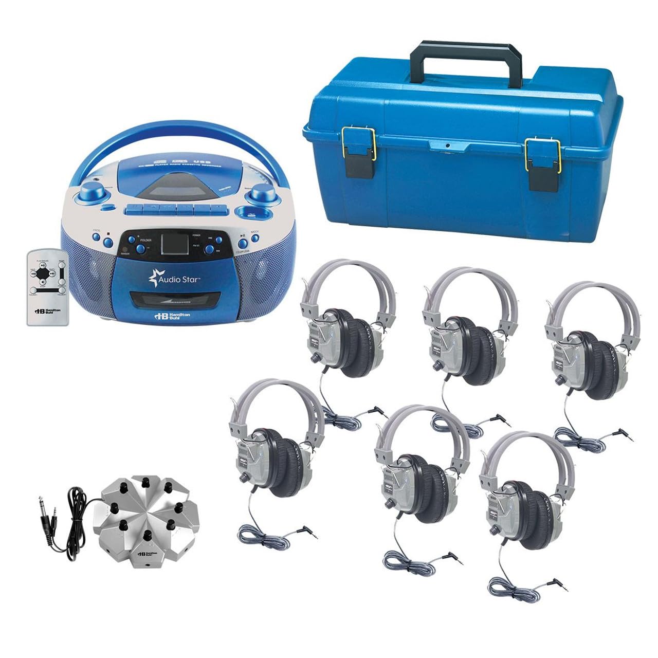 HamiltonBuhl AudioStar Alpha - 6 Station Listening Center with USB, CD, Cassette, Radio Player and CD/Tape-to-MP3 Converter Boombox