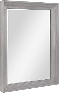 Head West Grey Wood Framed Beveled Accent Wall Vanity Mirror - 26.5 x 32.5