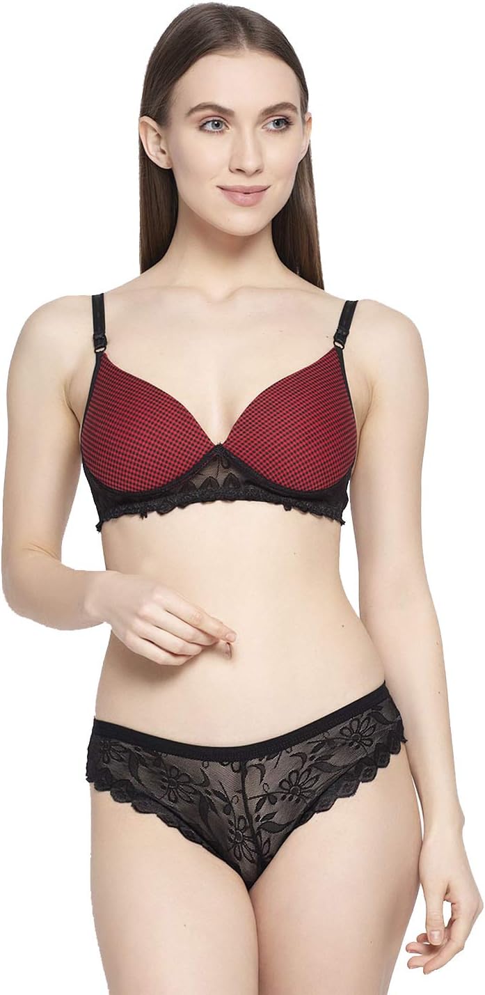 QuttosWirefree Padded Bra Panty Set Red