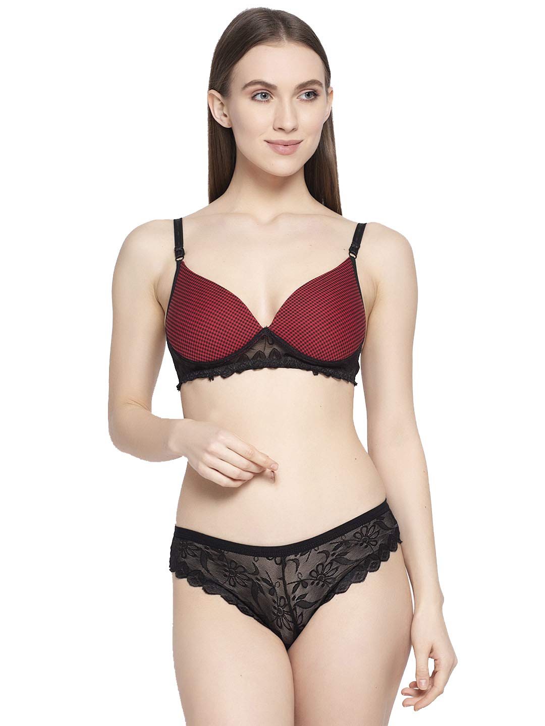 QuttosWirefree Padded Bra Panty Set Red