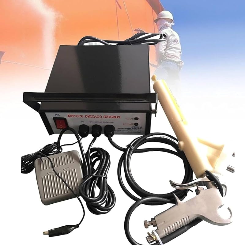 Máquina de recubrimiento en polvo electrostático, pistola pulverizadora de pintura eléctrica portátil, interruptor de pie de 5 etapas, para barcos, cubiertas, equipos, garajes, equipos de fitness, color negro