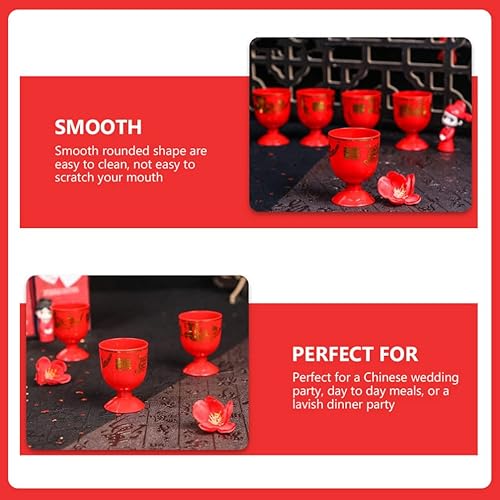 Miniatura 5 de Hemoton Oporto 8 unids Copa de vino tinto Copas para beber vino Retro Vasos de chupito chino tradicional chino boda boda antigua taza de vino para