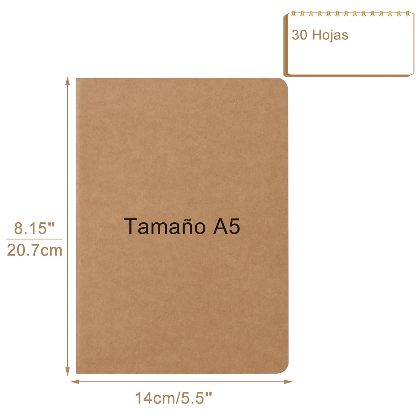 Adri 100 Cuadernos A5 lisos kraft, Páginas Blancas, Libretas de Notas para Escritura, Dibujo, Notebooks, Diario, Bloc de Notas, Escolar, Regalo, para Niños, Estudiantes.