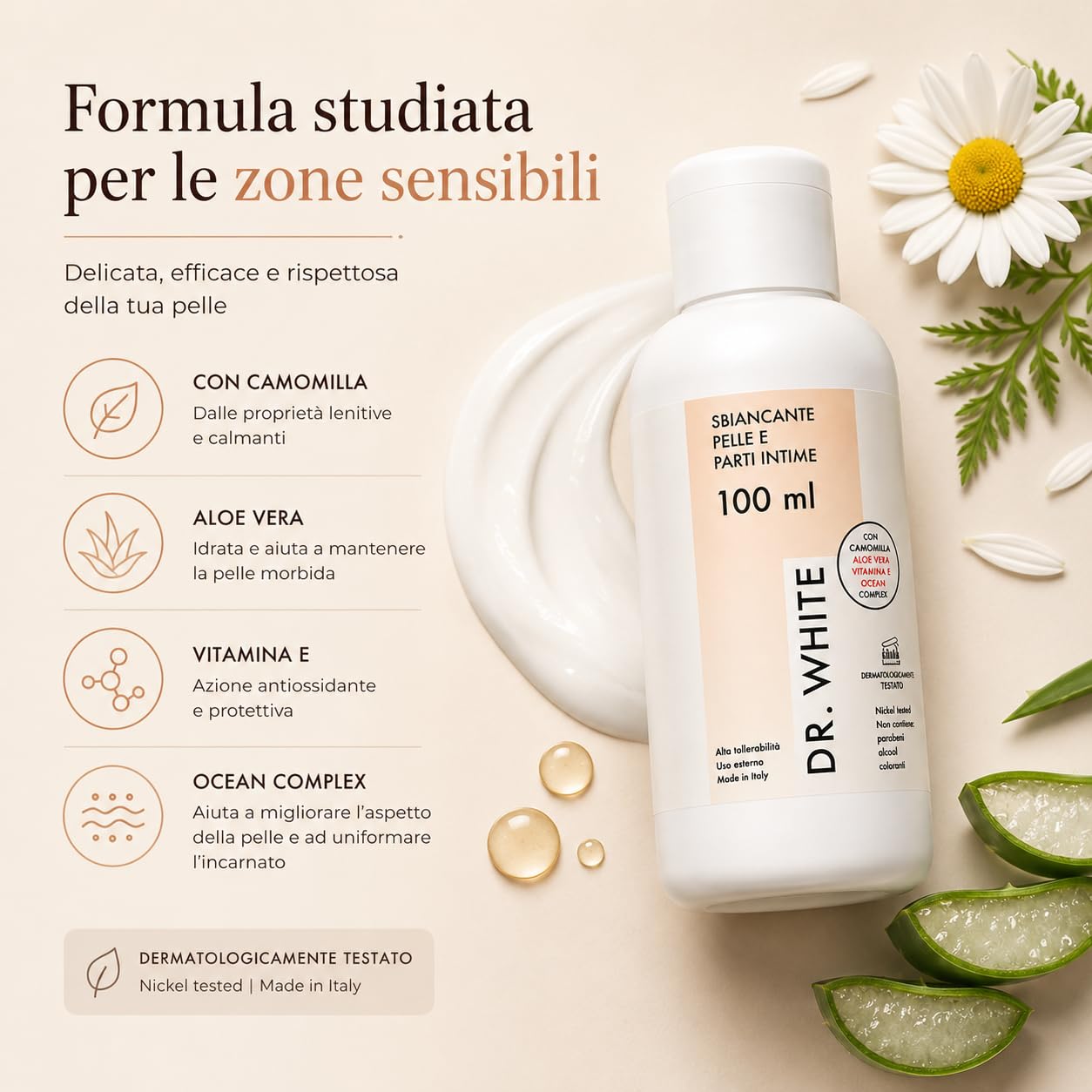Dr White Intima wybielający krem 400 ml – krem rozjaśniający części intymne, Inguine i pachy – krem nawilżający i łagodzący (średnio)