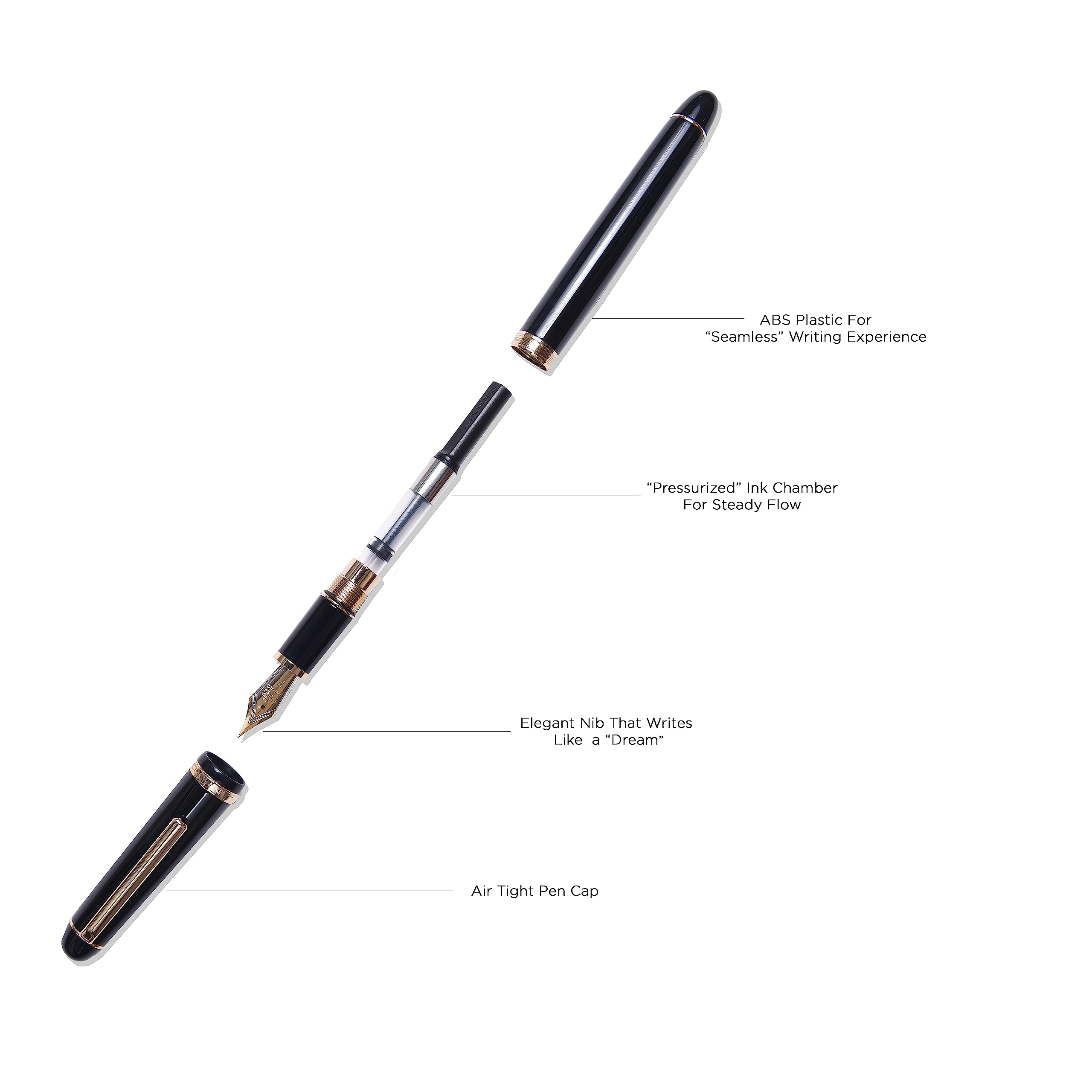 SCHMIDT Jinhao X350 Fountain Pen Fine Nib With Converter,Black