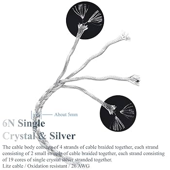 Amazon.com: 6N Single Crystal Silver 0.78mm 2Pin IEM Cable