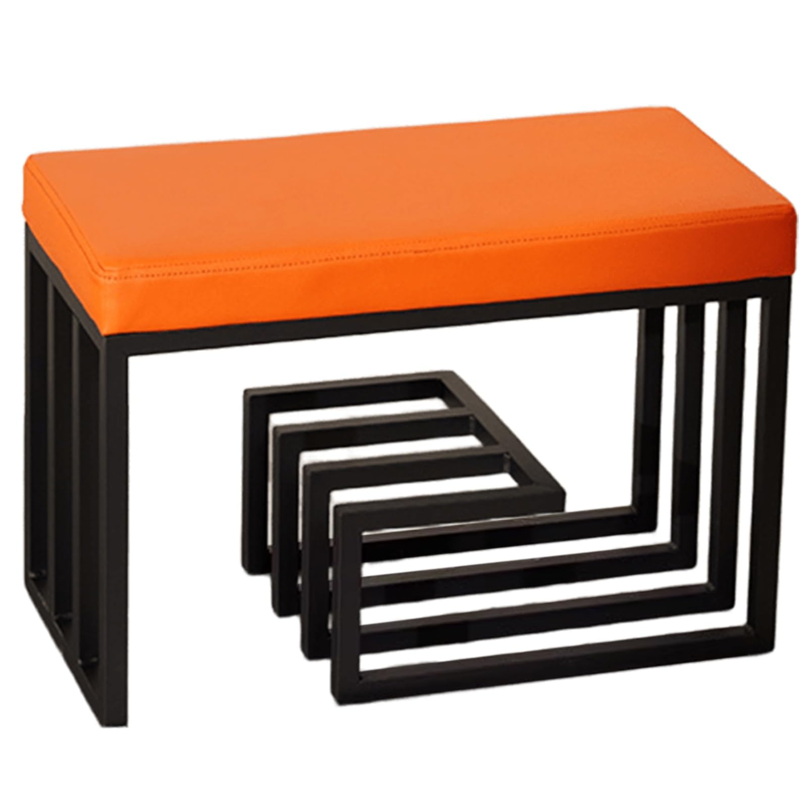 GHFXSCV Entryway Bench with Cushion, PU Leather Storage, Metal Shoe Rack for Hallway, Bedroom, Living Room, Supports 150kg, 23.62in/60cm, Stylish ge