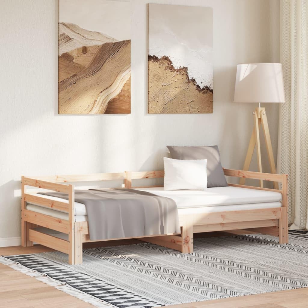 kithwjll Day Bed Extendable Solid Pine 2 x (90 x 200) cm, Robust