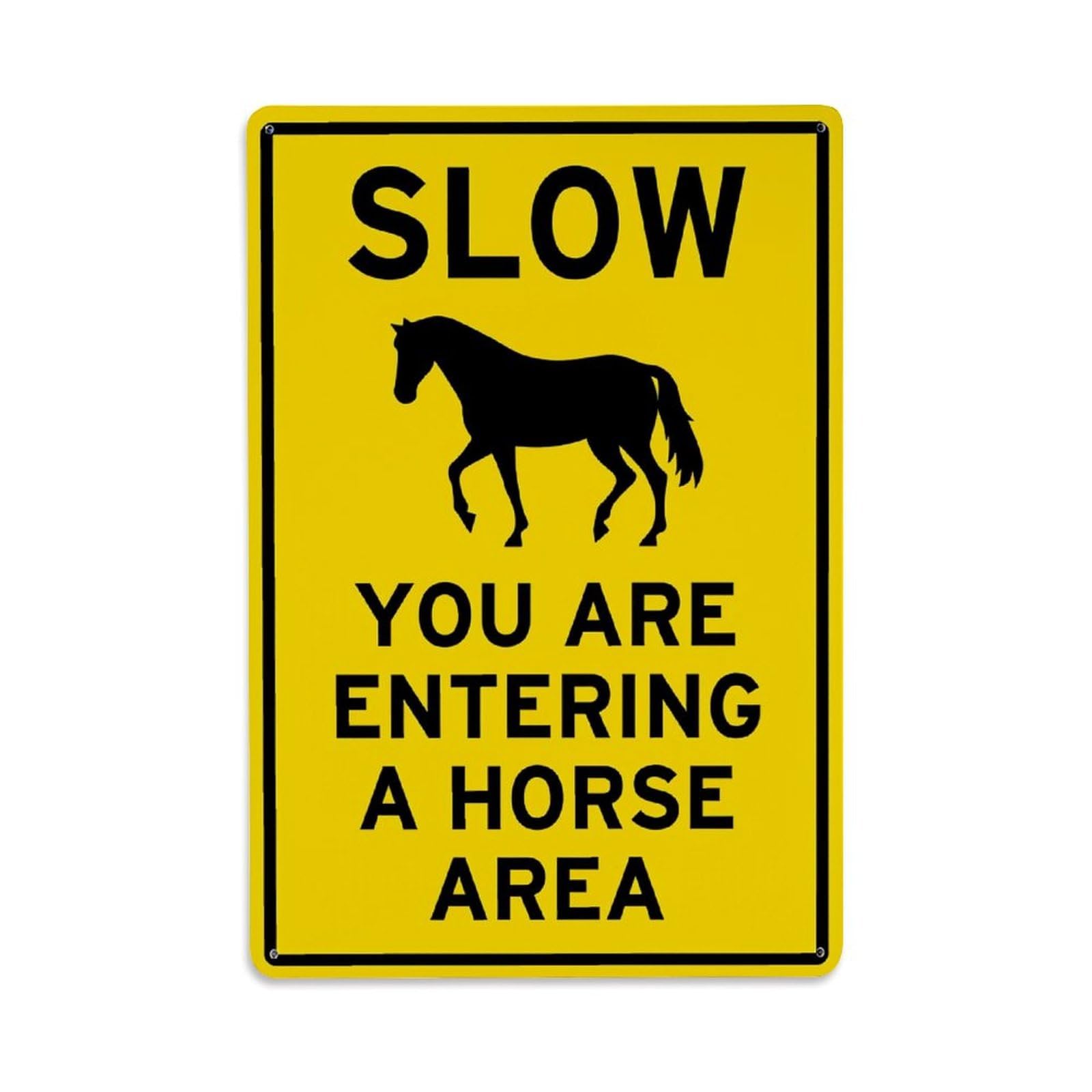 Lzwbntey Vintage Slow Horse Area Warning Sign Metal Tin Sign Retro Wall Decor For Home Bar Garage Cafe, Indoor & Outdoor Decorative Metal Poster, 8X12 Inch