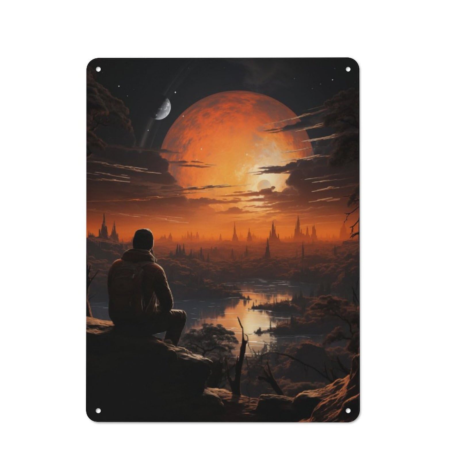 Junmoney Astronaut Lost On Planet Industrial Decorative Metal Plaque 40X30cm, Studio Wall Art For Flat, Bar, Studio Or Gallery Wall
