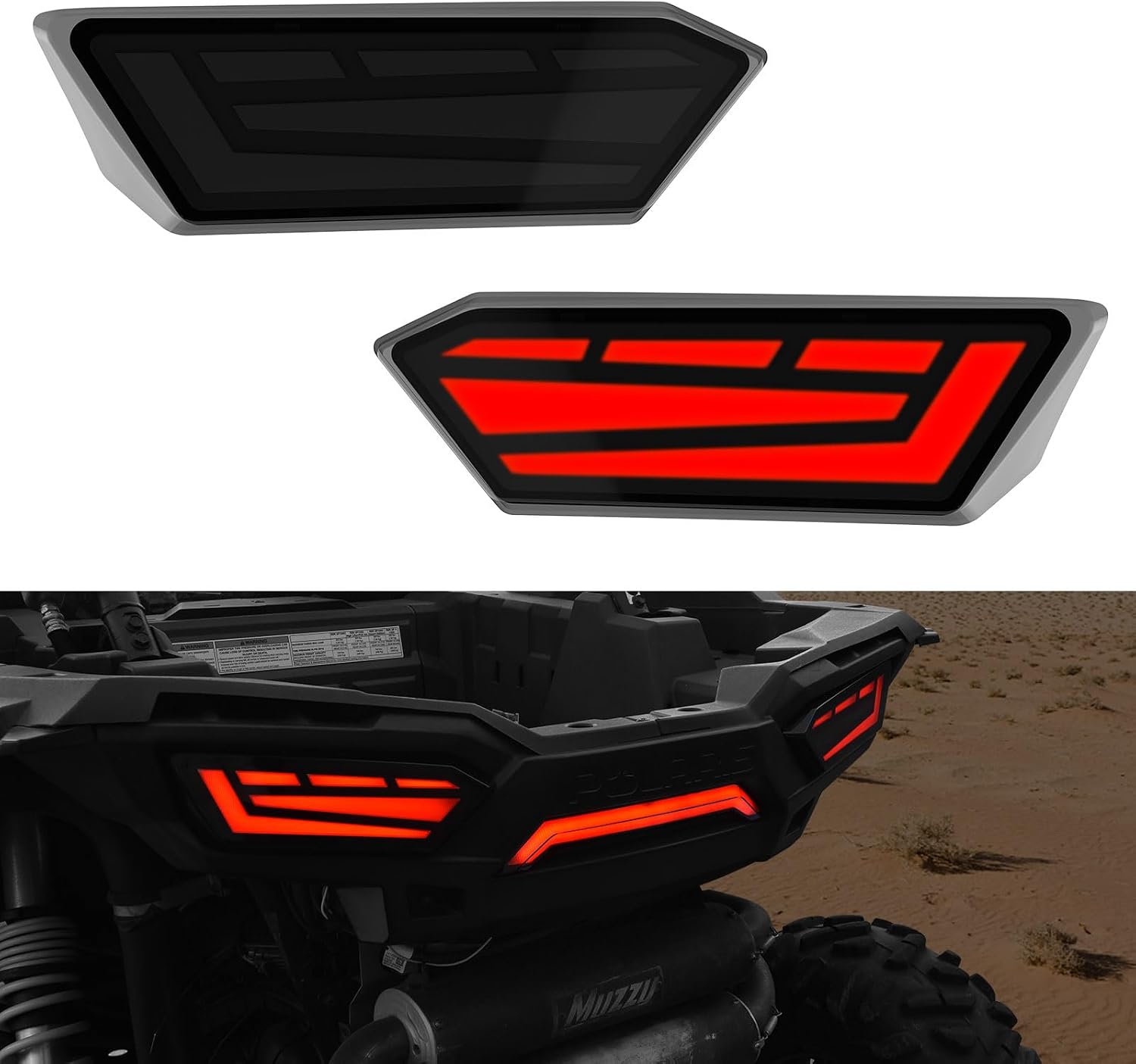 LED Tail Lights for Polaris RZR 900 1000 S XP 4 Turbo 2014-2019/ RZR Trail S 900 1000 2020-2023 Accessories, Replace # OEM 2412341, 2412342, Smoke Black, 2PCS