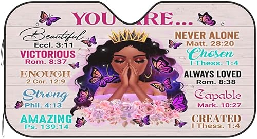 Miniatura 39 de Parasol para parabrisas de niña negra afroamericana y girasol, parasol plegable para automóvil, camión, SUV, auto, 30 x 55 pulgadas Girasol,Chica