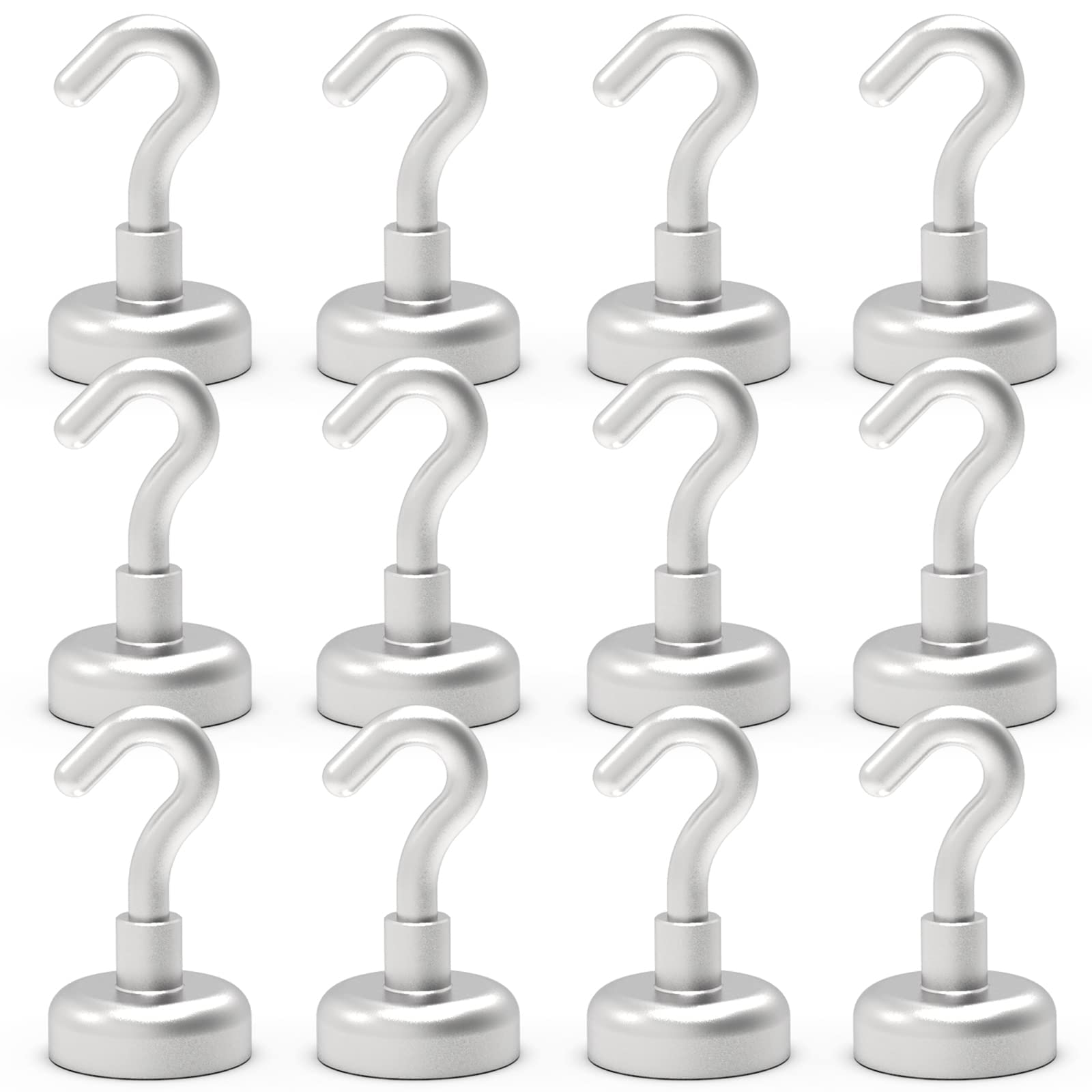 Thcmagorilla Copper,Silver Thcmag Magnetic Hooks, Magnetic Key Holder With Super Strong Neodymium Rare Earth Magnet For Bbq,Grill, Keys, Cruise, Curtain Rod, Fridge, Indoor Outdoor(Pack Of 12)