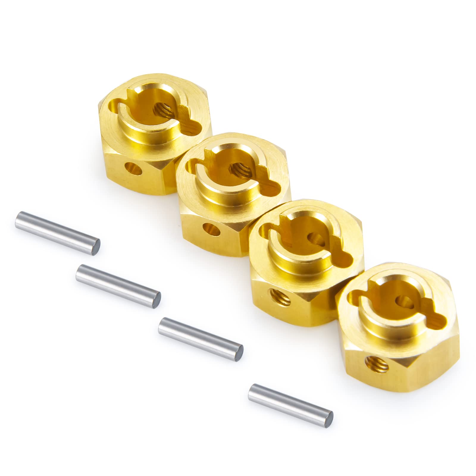 MORFUM RC Hex Hub 12mm Brass Wheels Hex 6mm Drive Extension Adapter with Pins Counterweight Compatible with Axial SCX10 III AXI03007 AXI03004 Capra RC Crawler Upgrades Part (6mm)