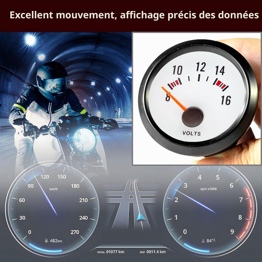 ETOPARS Universelle Voiture Jauge de Tension 2 Pouces 52mm Voltmètre Jauge Véhicule Tension Pointeur Manometre Bleu Lumière Indicateur Voltmètre Testeur Instruments Volt