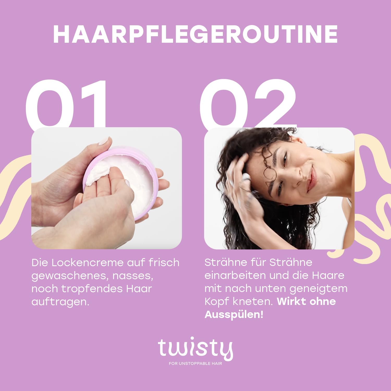 Twisty Lockencreme Curl Cream 250ml - Feuchtigkeitsspendende Lockenpflege, Anti-Frizz Styling Creme für Naturlocken & Wellen mit Sheabutter