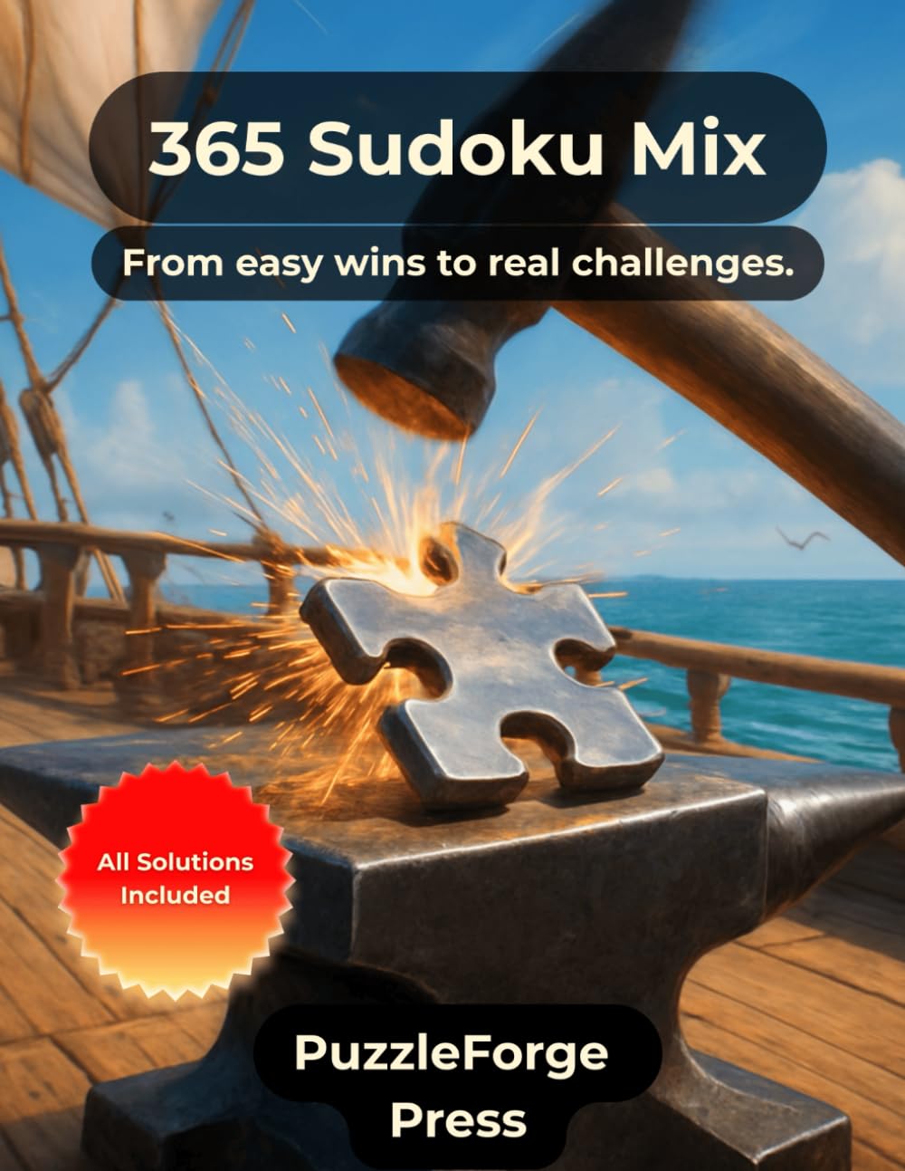 365 Sudoku Mix: 365 Mixed Difficulty Sudoku – Easy to Hard – Large Format 8.5x11 – 2 Puzzles per Page – Solutions Included – For Adults, Seniors & ... Series – Variety Brain Training Puzzles)