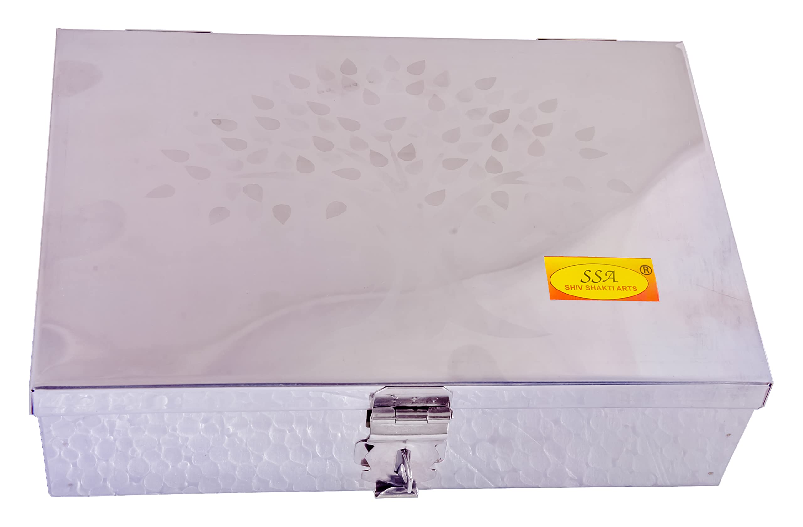 SHIV SHAKTI ARTS Stainless Steel Spice Box, 6 Compartment, Masala Dabba Utility Container, Masala Peti (1 piece,Steel,Large) W-18 cm, H-6.5 cm, L-26 cm - Image 7 thumbnail