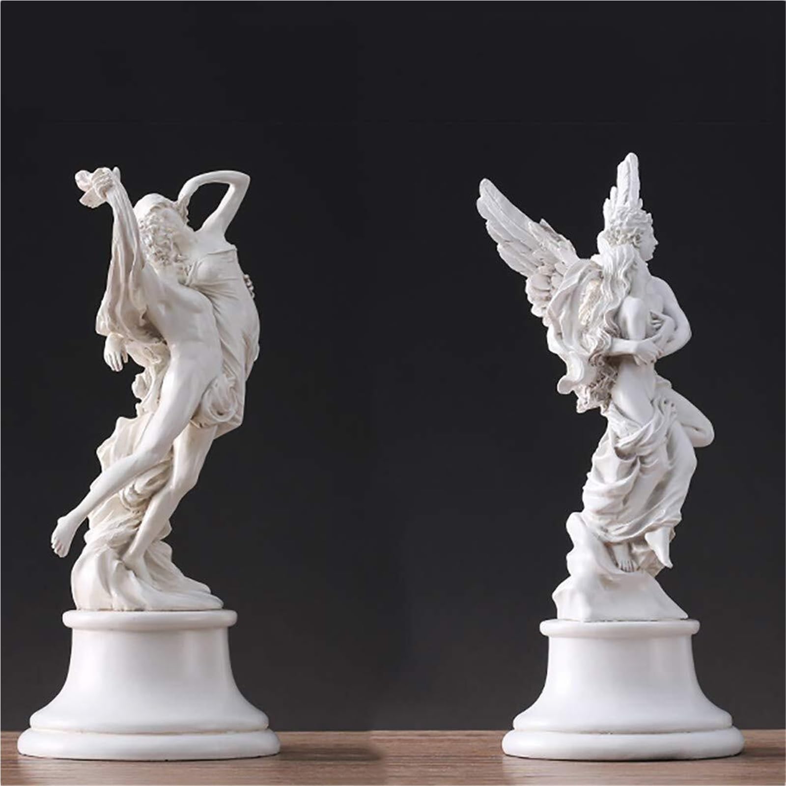 Dekoracja romantyczna para tańcząca statuetka miłość anioł rzeźba uścisk i pocałunek figurka akcesoria do szafki nocnej (32 cm)