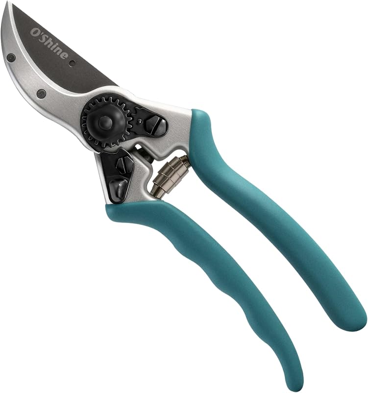 Premium Bypass Pruning Shears - Non-Stick PTFE Coated Professional Garden Shears for Gardening, Heavy Duty Forged Aluminum Hand Pruners with Textured Anti-Slip Grip & Dual-Mode 1" Capacity